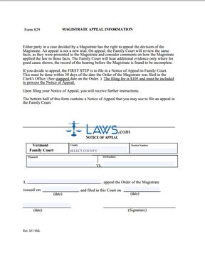 Form 829 Notice of Appeal