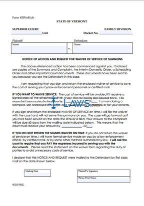 Form 820 No Kids Notice of Action & Request for Waiver of Service NO KIDS