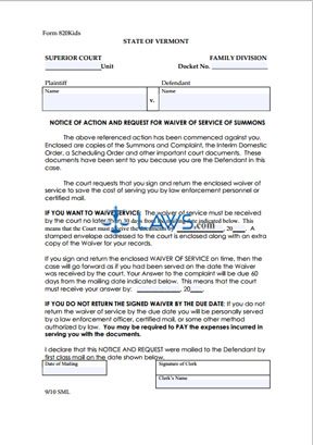 Form 820 Kids Notice of Action & Request for Waiver of Service WITH KIDS