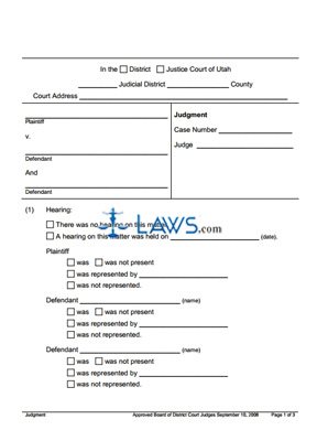 Judgment - Utah Forms - | Laws.com