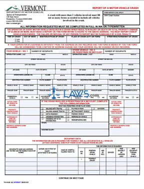 Form VA004 Accident Report (Operator's)