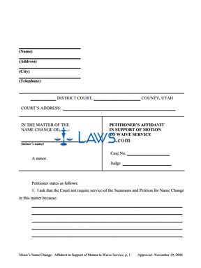 Motion, Affidavit, and Order to Waive Service - Affidavit