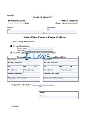 Notice of Name and/or Address Change