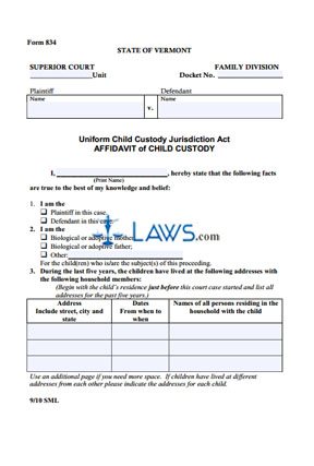 Affidavit of Child Custody