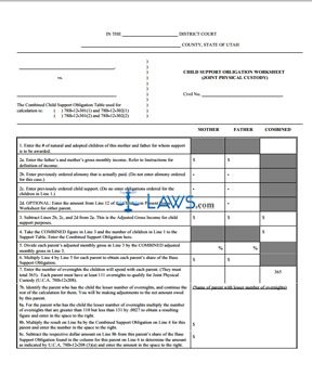 Joint Physical Custody Worksheet and Instructions