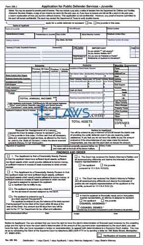 Application for Public Defender Services  JUVENILE