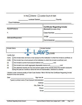 Certificate Regarding Inmate Account
