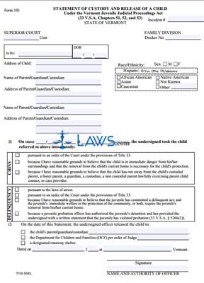 Custody & Release Statement