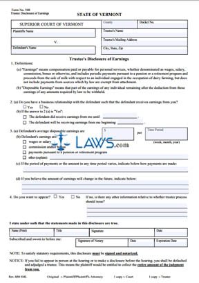 Trustee Disclosure of Earnings