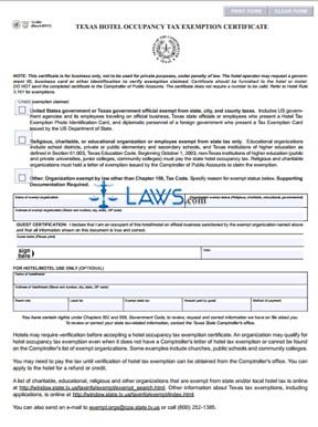 Form 12-302 Hotel Occupancy Tax Exemption Certificate