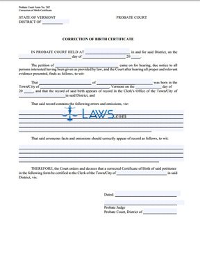 Findings & Decree Correction of Certificate of Birth