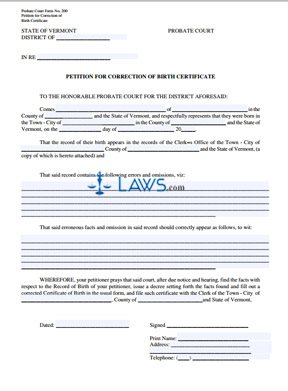 Petition Correction of Certificate of Birth