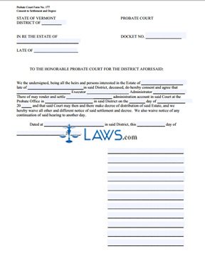 Consent to Settlement & Decree