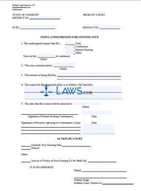 Stipulation Motion for Continuance