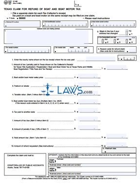 Form 57-200 Texas Claim for Refund of Boat and Boat Motor Tax