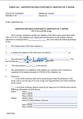 Adoption Decree - Stepparent Adoption of a Minor