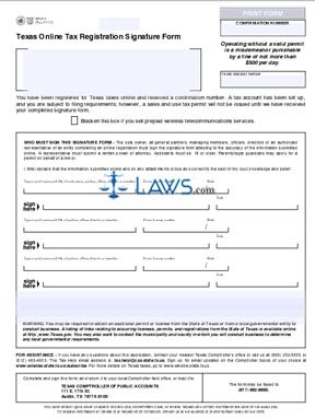 Form AP-215 Texas Online Tax Registration Signature Form