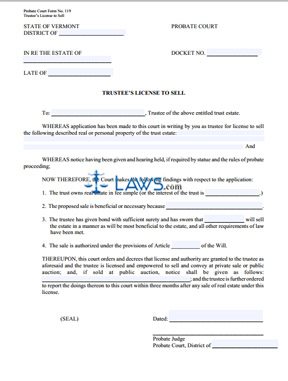Trustee's License to Sell