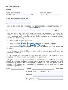 Notice of Right to Petition for Termination or Modification of Guardianship