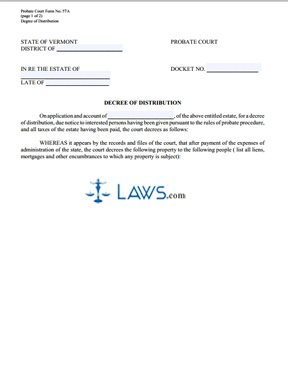 Decree of Distribution (alternative form)