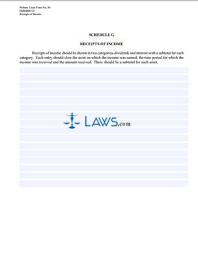 Summary of Account of Executor ~ Schedule G