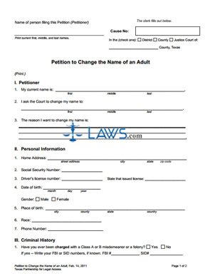 Form Name Change Adult Packet