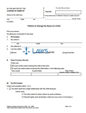 Form Name Change Minor Packet