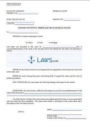 License to Convey, Mortgage, or Lease Real Estate