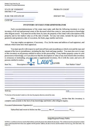 Inventory of Executor/Administrator