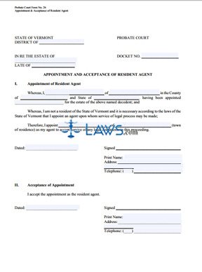 Appointment & Acceptance of Resident Agent