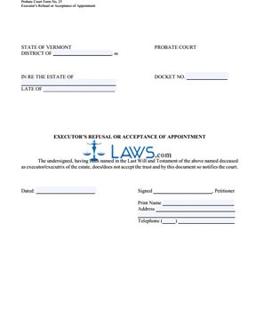 Executors Refusal or Acceptance of Appointment