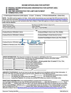 Form Federally Mandated Income Withholding for Support (IWO)