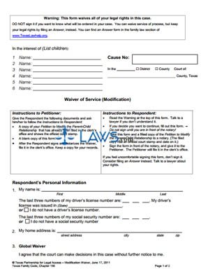 Form Modification Waiver