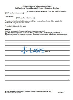 Form Petitioner's Supporting Affidavit - Modification