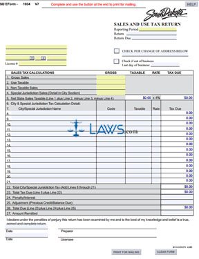 Form 1934 Sales and Use Tax Return