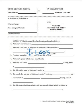 Form UJS-025 Petition for Change of Name
