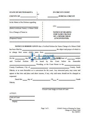 Form UJS-031 Notice of Hearing