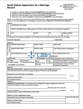 Form Application for a Marriage Record