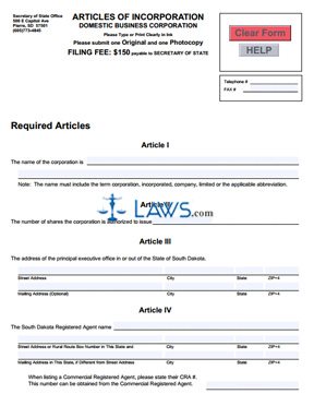 Form SD Articles of Incorporation (Corporation) 