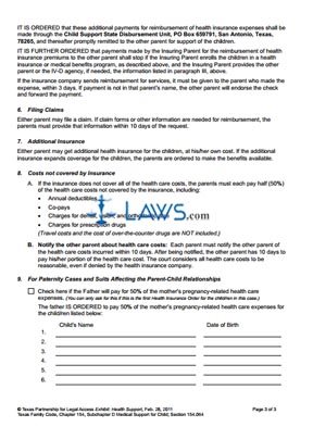 Form Exhibit: Medical Support Order