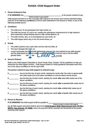 Form Exhibit: Child Support Order
