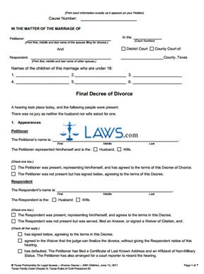 Form Final Decree of Divorce With Children