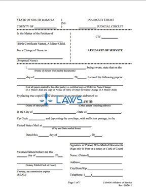 Form UJS-036 Affidavit of Service