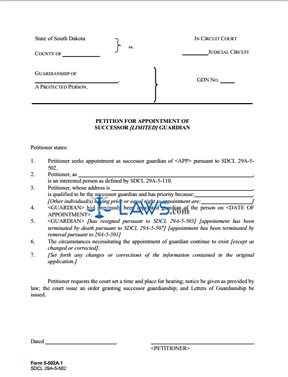 Form 5-502a1 Petition for Appointment of Successor [Limited] Guardianship