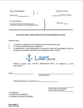 Form 5-309a3a Petition for Appointment of Court Representative