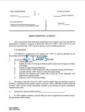 Form 5-309a2 Order Appointing Attorney