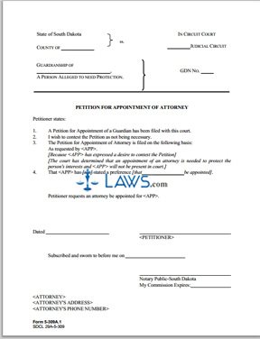 Form 5-309a1 Petition for Appointment of Attorney
