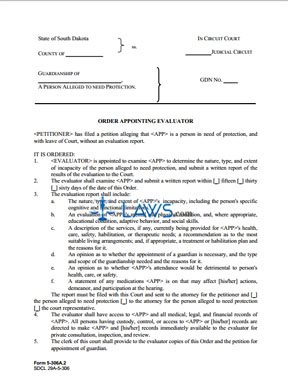 Form 5-306a2 Order Appointing Evaluator