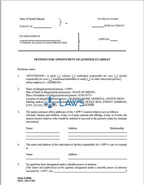 Form 5-305a Petition for Appointment of [Limited] Guardian