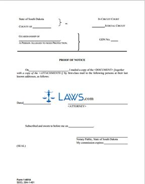 Form 1-401a Proof of Notice